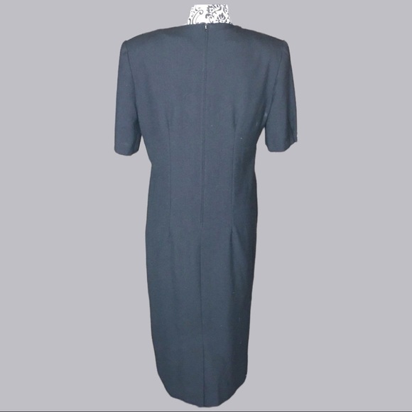 VINTAGE 60s Union Label dress sz M/L ILgwu black VTG faux wrap midi Henry Lee - Picture 2 of 11